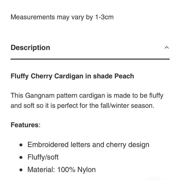 Harry’s Hidden Angels Cherry Fuzzy Cropped Cardigan Sweater Peach XL Gingham - Picture 11 of 11